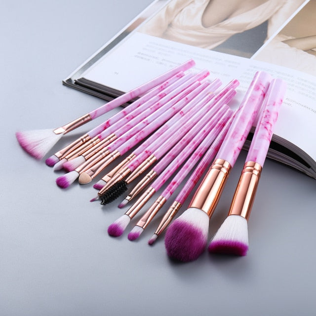 FLD 5/10/15Pcs Marble Makeup Brushes Set