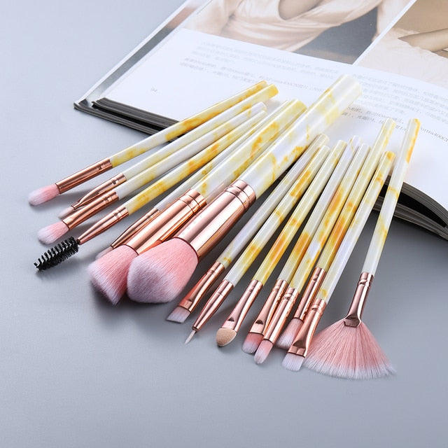 FLD 5/10/15Pcs Marble Makeup Brushes Set