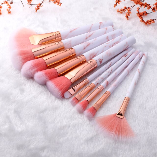 FLD 5/10/15Pcs Marble Makeup Brushes Set